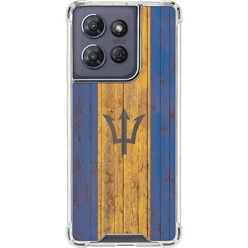 Barbados Flag Dark Wood Moto G Power 5G (2025) Clear Case